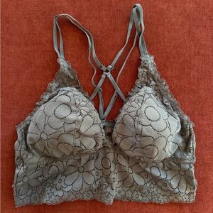 Aerie Floral Lace Bralette in Sage Green